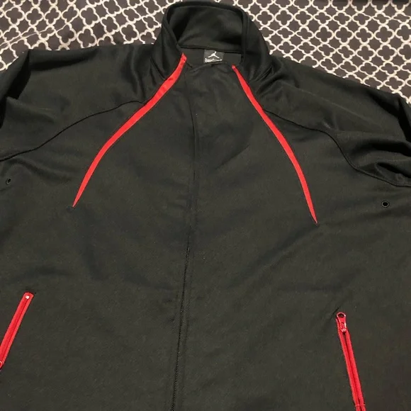 Jordan Mens Jumpman Warm Up Dri-Fit Track Jacket Size M Black Red Full Zip R14